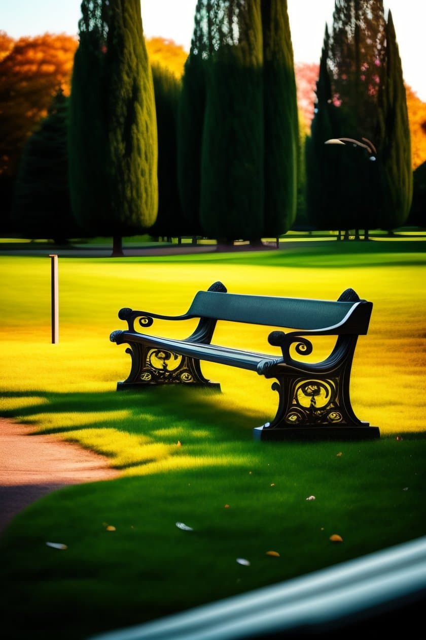 Banc, parc, automne, émotions, monde magique.